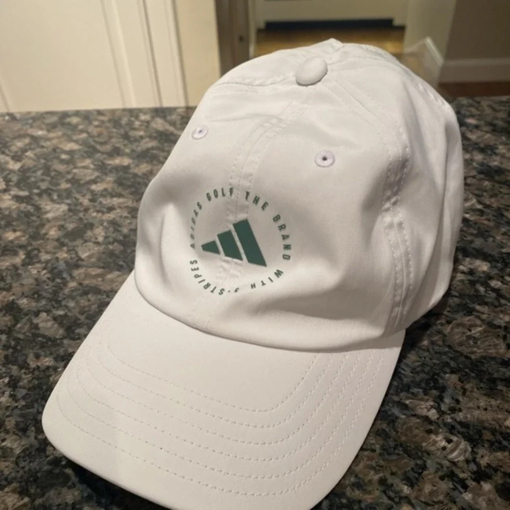 Adidas‎ Womans Golf Hat White/Green Logo Adjustable 0138